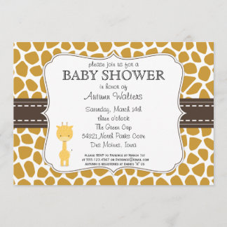 Custom Color Giraffe Baby Shower Invitations