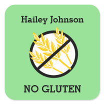 Custom Color Gluten Wheat Celiac Personalized Kids Square Sticker