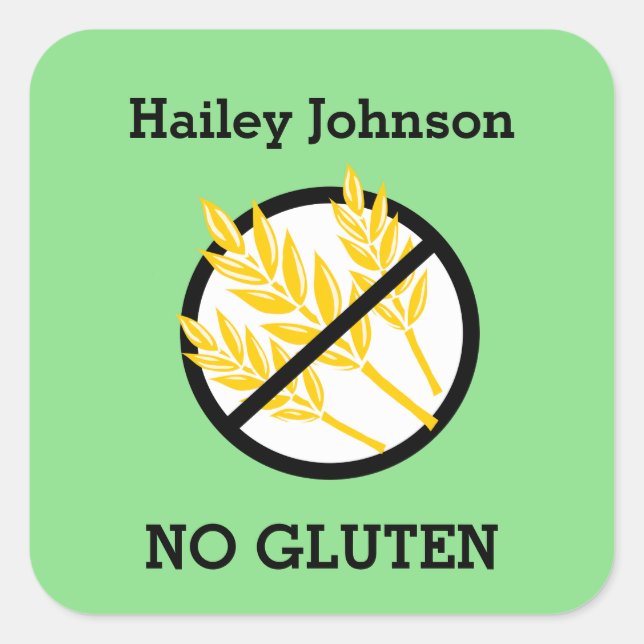Custom Color Gluten Wheat Celiac Personalized Kids Square Sticker (Front)