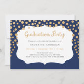 Custom color gold confetti graduation party invitation (Front)
