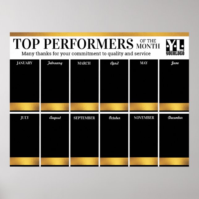Custom color gold Employee of the Month photo Poster (Front)