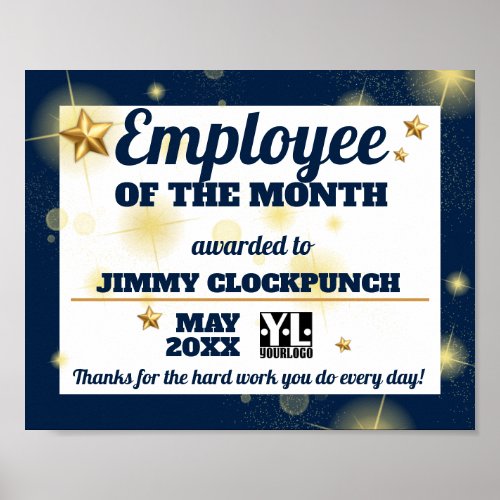 Custom color gold stars employee of the month poster