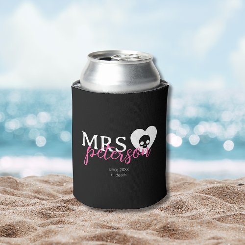 Custom Color Goth Alternative Bride Newlywed Gift Can Cooler