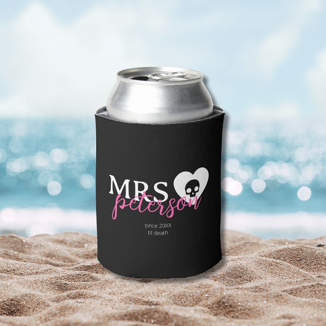 Custom Color Goth Alternative Bride Newlywed Gift Can Cooler (Creator Uploaded)