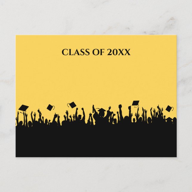 Custom Color Graduation Class of Yellow Elegance Invitation Postcard (Front)