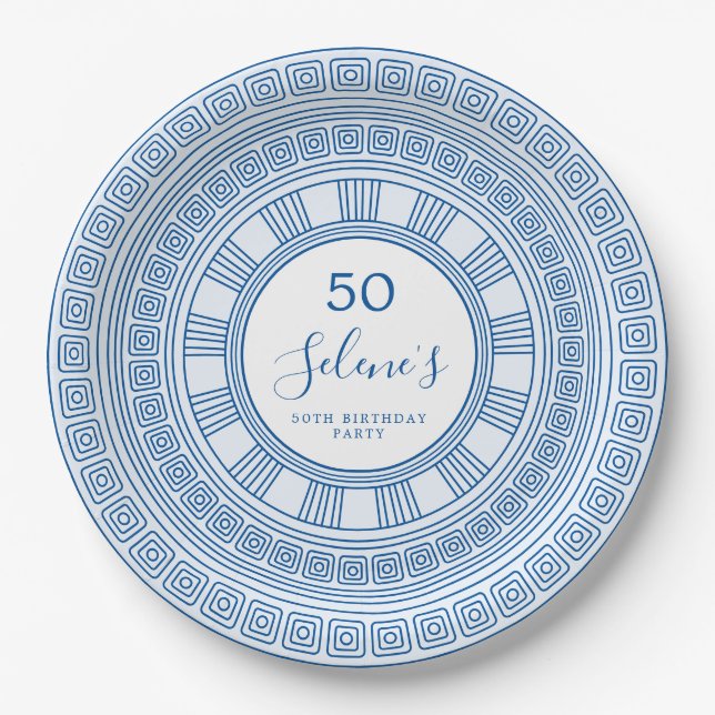 Custom color Greek or Roman birthday Paper Plates (Front)