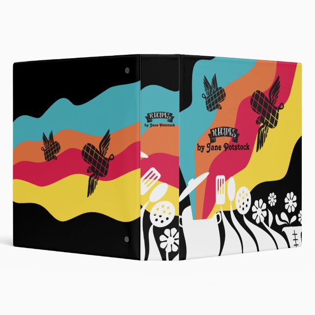 Custom color groovy utensils recipe cookbook binder (Background)