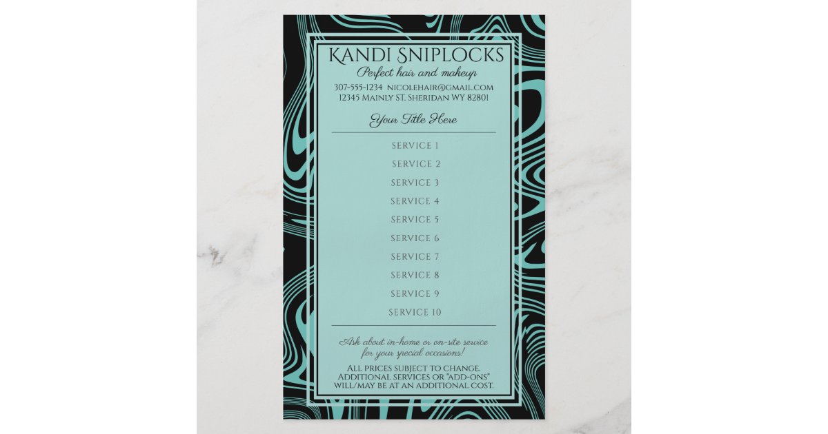 Custom color hair stylist nail makeup artist price flyer | Zazzle