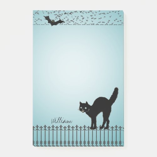 Custom Color _ Halloween Black Cat and Bats Post_it Notes