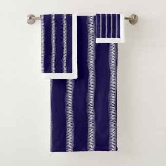 Custom Color Hand-Drawn Braid Doodle Pattern Showe Bath Towel Set