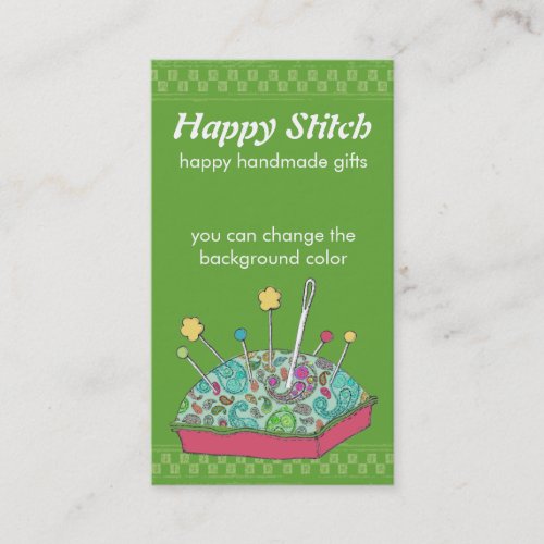 custom color hand drawn paisley sewing pincushion business card