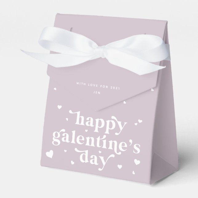 Custom Color Happy Galentine's Day + Hearts Favor Boxes (Front Side)