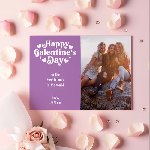 Custom Color Happy Galentines Day Photo Holiday Card