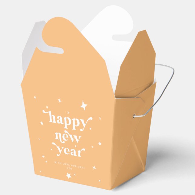 Custom Color Happy New Year + Stars Favor Box (Opened)