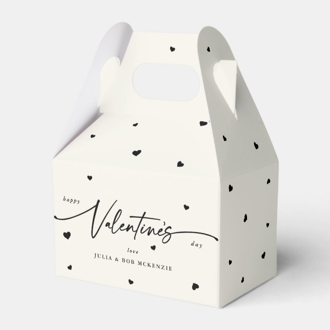 Custom Color Happy Valentine's Day + Hearts Favor Boxes (Front Side)