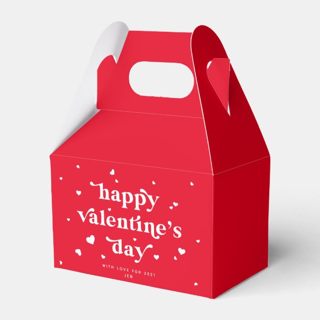 Custom Color Happy Valentine's Day + Hearts Favor Boxes (Front Side)