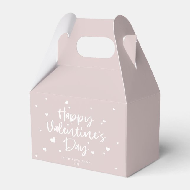 Custom Color Happy Valentine's Day + Hearts Favor Boxes (Front Side)