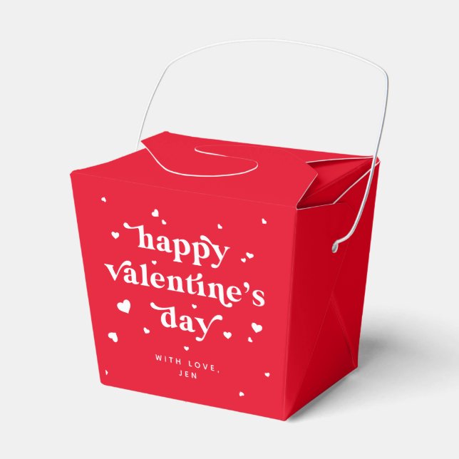 Custom Color Happy Valentine's Day + Hearts Favor Boxes (Front Side)