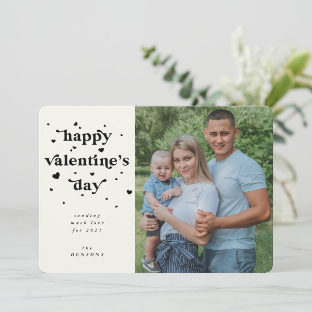 Custom Color Happy Valentine's Day Photo Holiday Card (Standing Front)