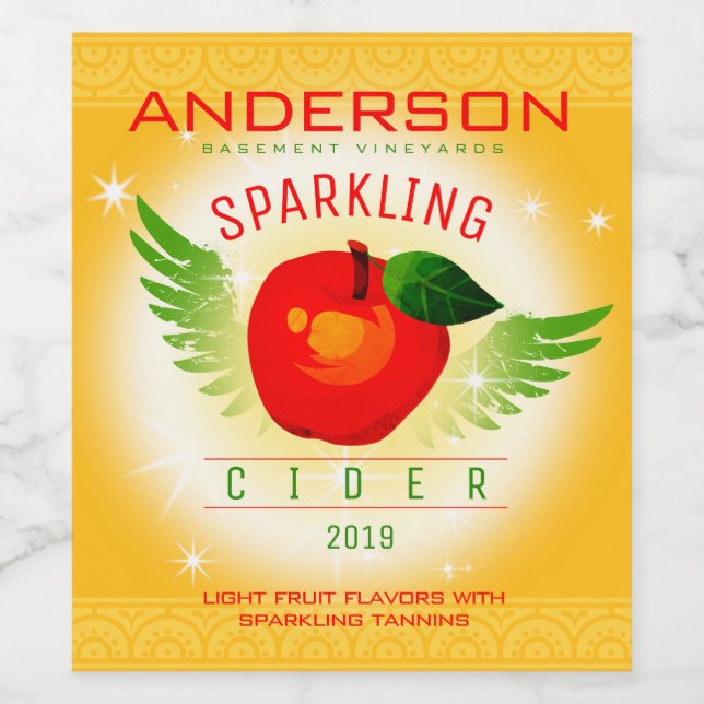 Custom color hard apple cider homemade wine wine label (Single Label)