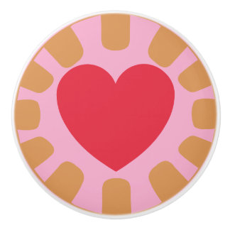Custom Color Heart Stripes Frame Ceramic Knob