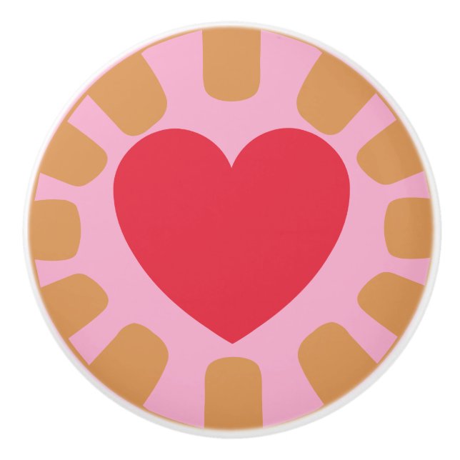 Custom Color Heart Stripes Frame Ceramic Knob (Front)