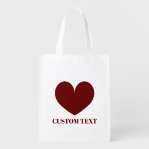 Custom color heart symbol reusable shopping bag