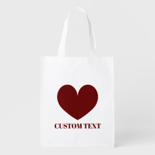 Custom color heart symbol reusable shopping bag