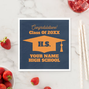 Custom color High School Graduation party napkins