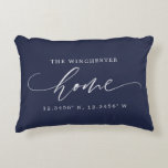 Custom Color Home Script With Coordinates Accent Pillow at Zazzle