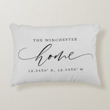 Custom Color Home Script With Coordinates Accent Pillow by PinkMoonDesigns at Zazzle