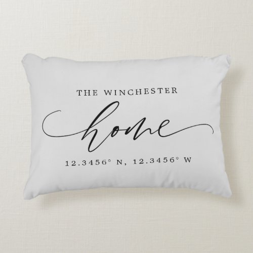 Custom Color Home Script With Coordinates Accent Pillow