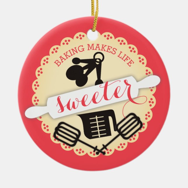 Custom color I love baking Christmas ornament (Front)