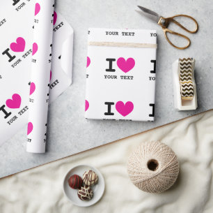 Custom color I LOVE - I HEART personalized Wrapping Paper