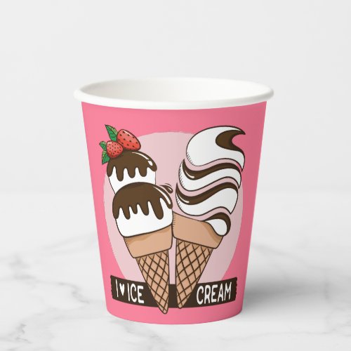 Custom color Ice Cream Lover Paper Cups