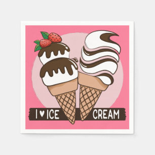 Custom color Ice Cream Lover paper napkins