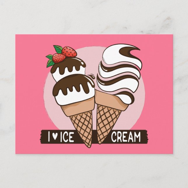 Custom color Ice Cream Lover postcard (Front)