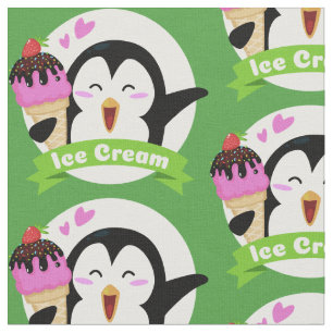 Custom color Ice Cream Penguin fabric