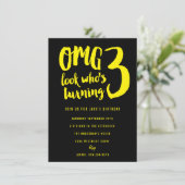Custom Color II Third Birthday Party Invitation 3 (Standing Front)