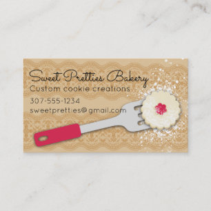 Custom color jelly powdered sugar cookie spatula business card