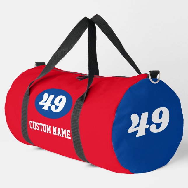 Custom color jersey number sports team duffle bags (Left Corner)