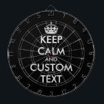 Custom color keep calm and carry on dartboard<br><div class="desc">Custom color keep calm and carry on dartboard. Personalize with your own funny parody. Fun Birthday gift idea for kids and adults. Trendy wall decor ideas for home,  pub,  car,  cafe,  restaurant,  man cave,  office and other places to relax. Modern typography template with crown.</div>