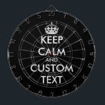Custom color keep calm and carry on dartboard<br><div class="desc">Custom color keep calm and carry on dartboard. Personalize with your own funny parody. Fun Birthday gift idea for kids and adults. Trendy wall decor ideas for home,  pub,  car,  cafe,  restaurant,  man cave,  office and other places to relax. Modern typography template with crown.</div>