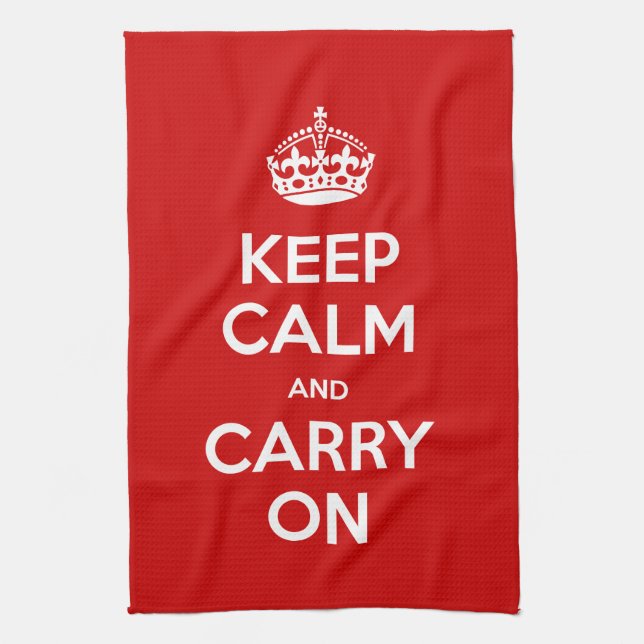 Custom Color Keep Calm and Carry On Kitchen Towel (Vertical)