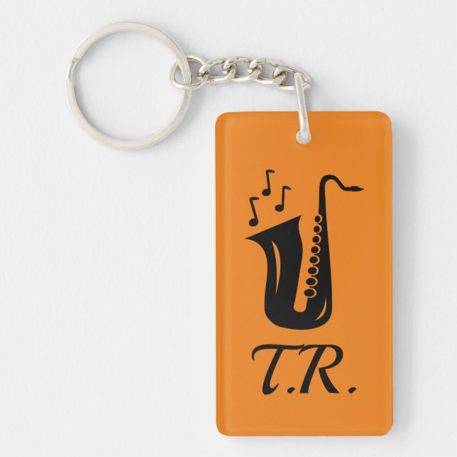 Custom color keychain for saxophone player (Front)