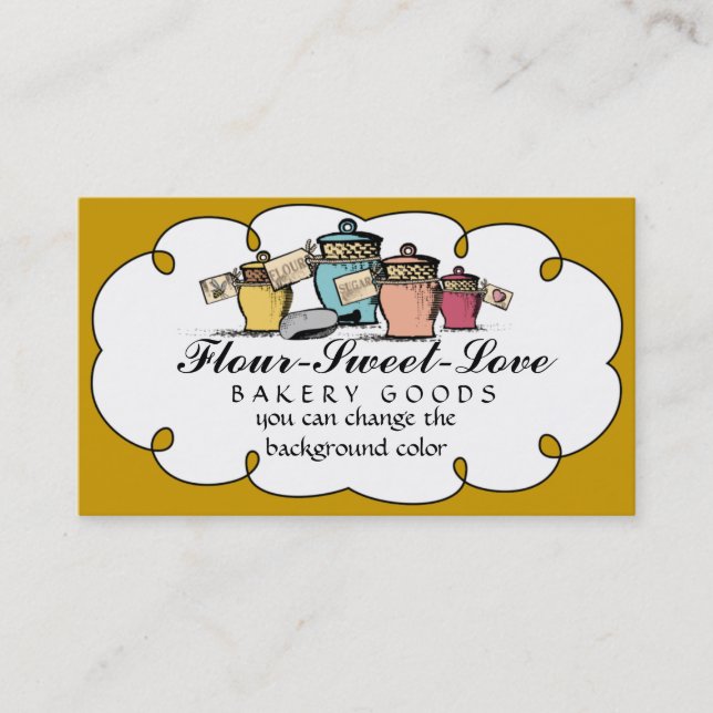 Custom color kitchen cannisters baking biz cards (Front)