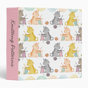 Custom color kitten cat knitting needles yarn binder