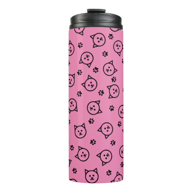 Custom Color Kitty Pattern Thermal Tumbler (Front)