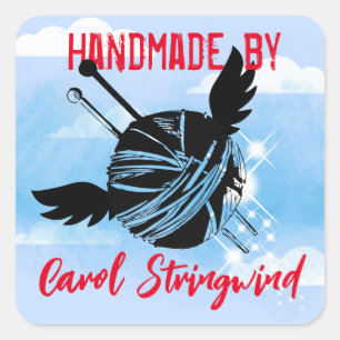 Custom color knitting needles heart wings label