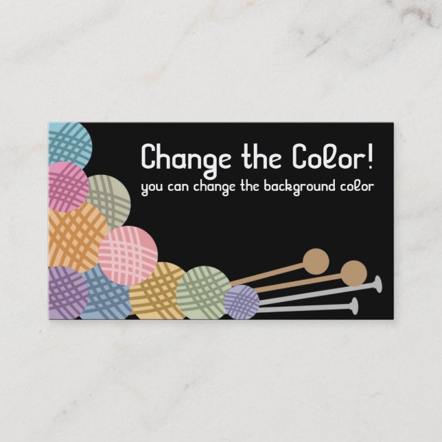Custom color knitting needles yarn business card (Front)